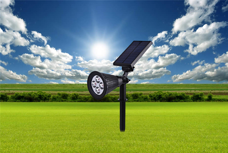 2PCS 4 LEDs Solar Powered Spotlight Outdoor Landscape Lighting 