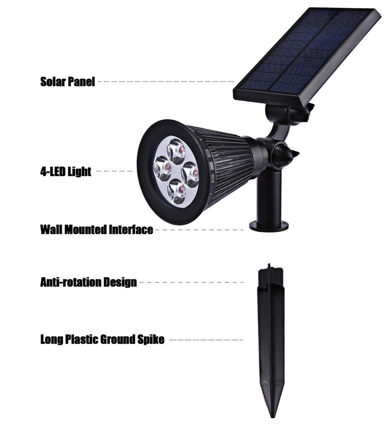 2PCS 4 LEDs Solar Powered Spotlight Outdoor Landscape Lighting 2PCS 4 LEDs Solar Powered Spotlight Outdoor Landscape Lighting