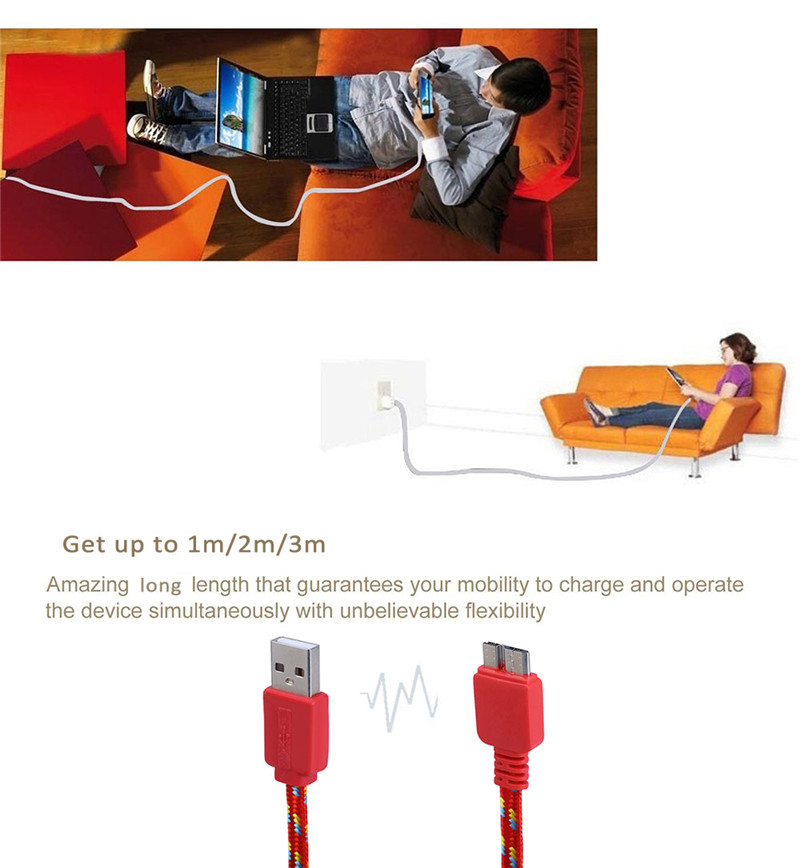 2M Braided Micro Data Charger Cable Samsung Galaxy 2M Braided Micro Data Charger Cable Samsung Galaxy