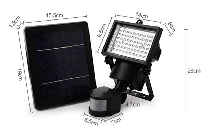 SL-60 LED super bright waterproof solar powered PIR motion detector door wall lamp