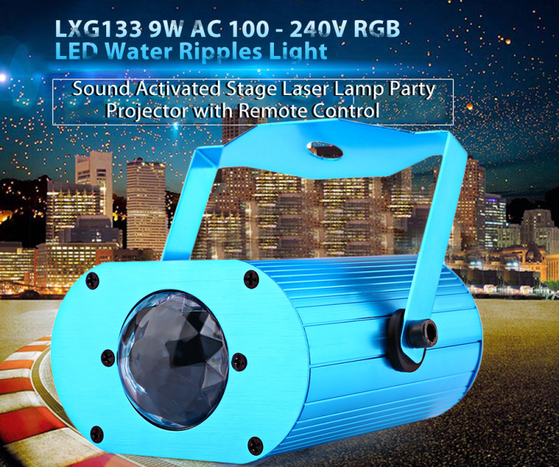 LXG133 9W sound activated RGB LED water ripples light stage laser Lamp