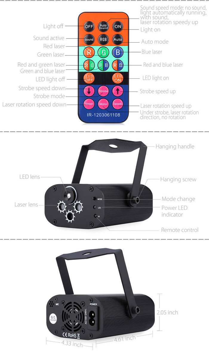 L6320RGB 20 patterns RGB laser light blue LED stage lamp