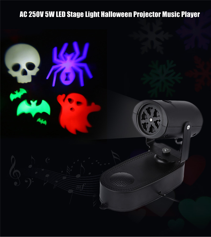 AC 250V 5W LED stage light halloween projector switchable pattern lens
