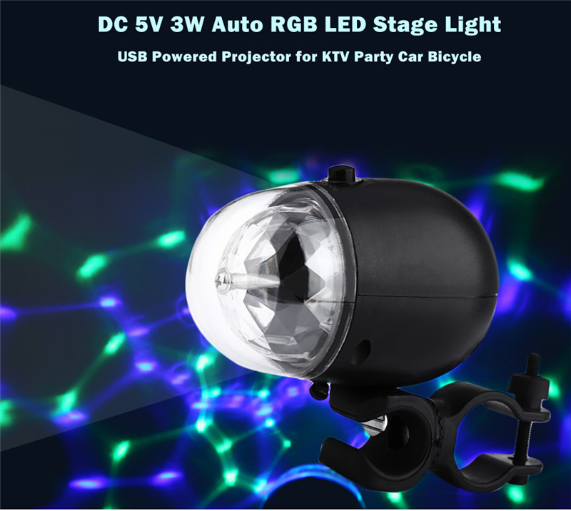 USB powered DC 5V 3W auto RGB LED stage light projector