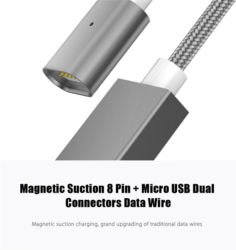 Magnetic Suction 8 Pin Micro USB Adapter Charging Data Transmission Cable