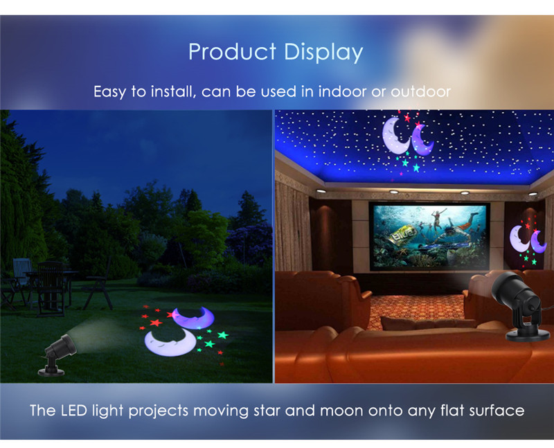 AC 110 - 240V 4W LED star moon light water resistant projector lamp