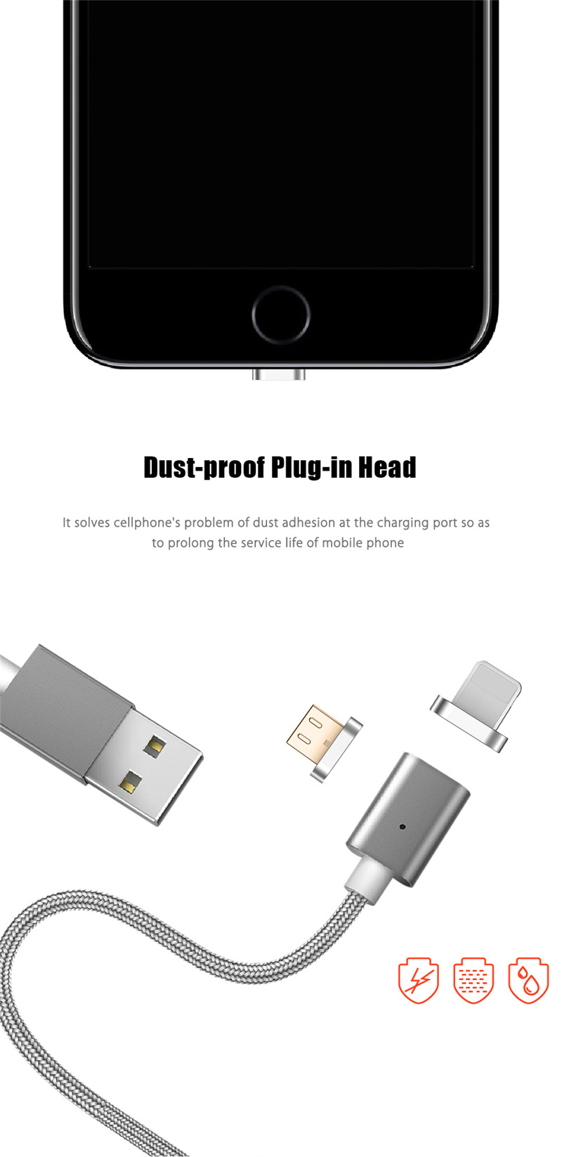 Magnetic Suction 8 Pin Micro USB Adapter Charging Data Transmission Cable