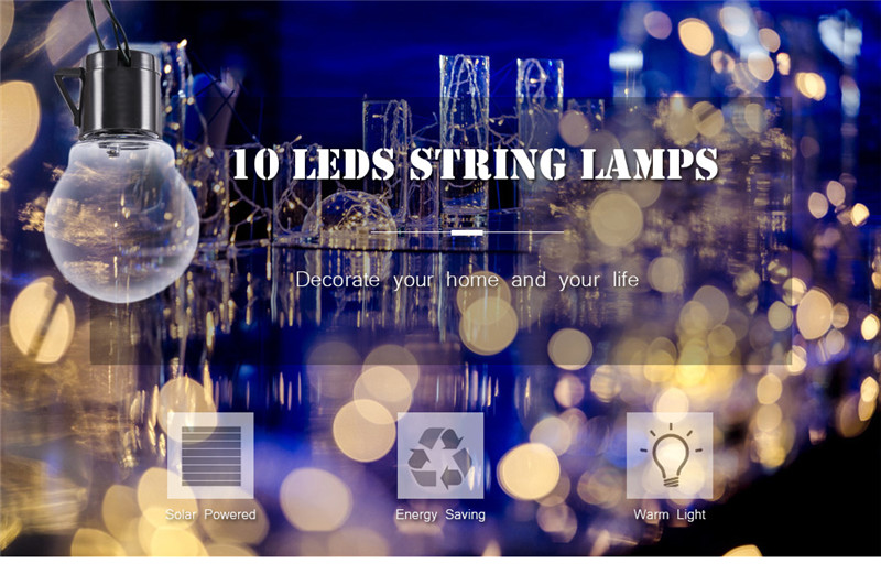 SS - 29 solar powered string lamp 10 LEDs transparent ball outdoor light