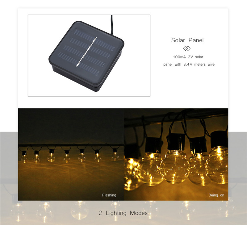 SS - 29 solar powered string lamp 10 LEDs transparent ball outdoor light