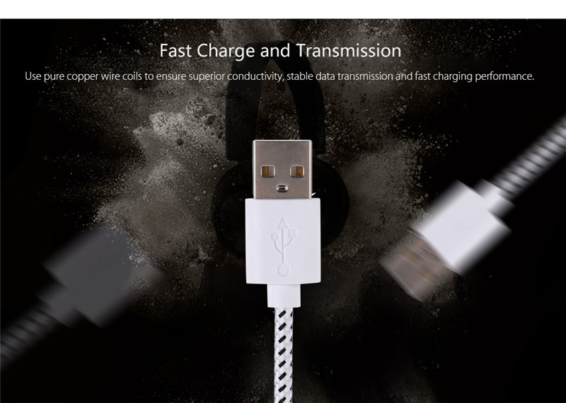 Nylon Fabric Braided Data Transfer Charging Cable Micro USB to USB 2.0