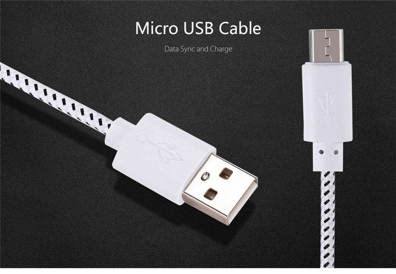 Nylon Fabric Braided Data Transfer Charging Cable Micro USB to USB 2.0