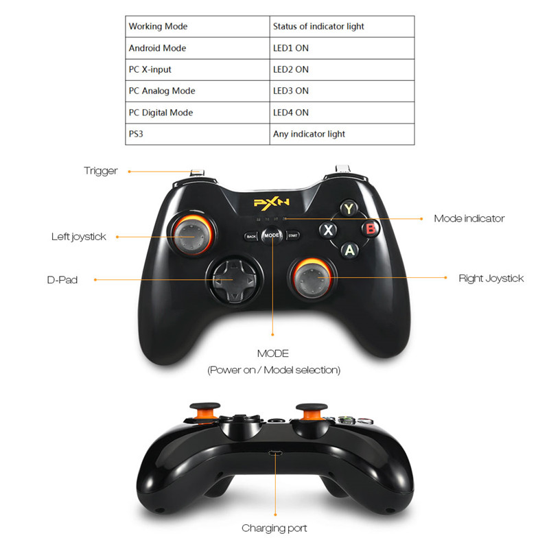PXN PXN - 9603 Gamepad Wireless Controller Joystick Tablet Mobile Phone TV PC PS3 PXN PXN - 9603 Gamepad Wireless Controller Joystick Tablet Mobile Phone TV PC PS3