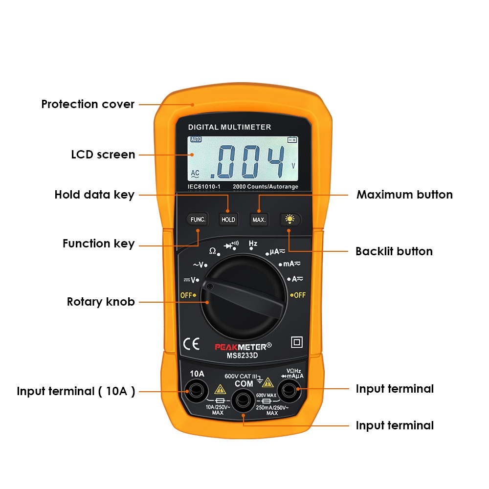 Inlife PEAKMETER MS8233D Multimeter Measuring Instrument