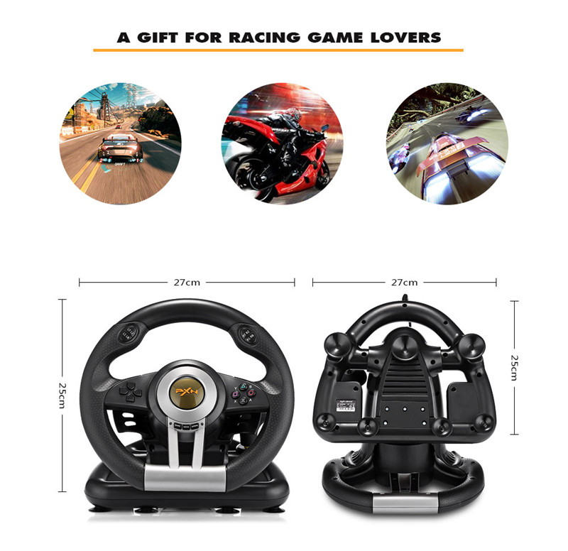 PXN V3II Racing Game Steering Wheel with Brake Pedal