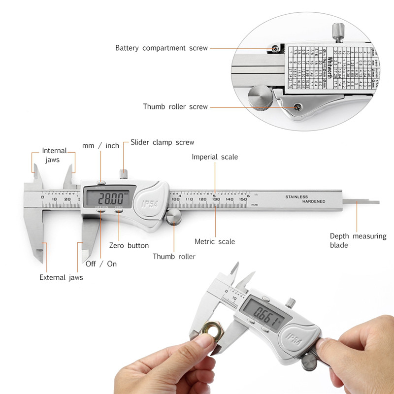 220 - 150 - 10A Waterproof Digital Vernier Caliper Stainless Steel