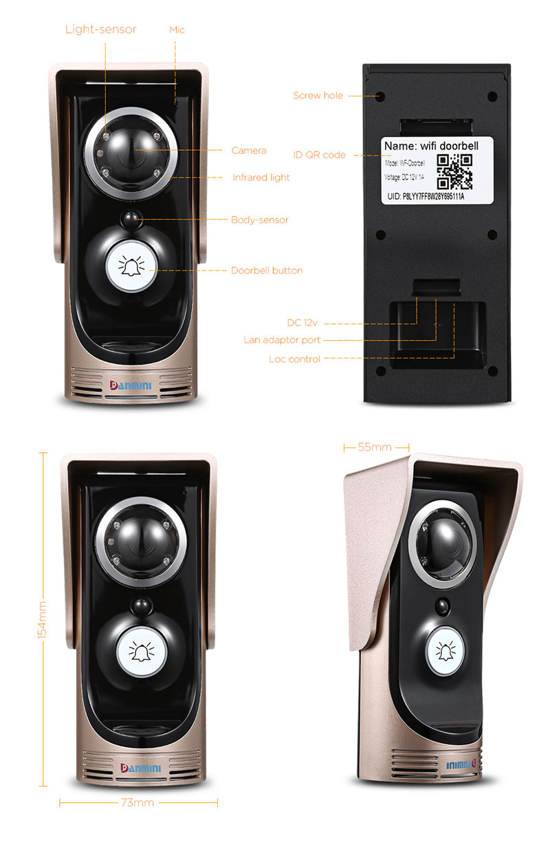 DANMINI 720P wifi video doorbell