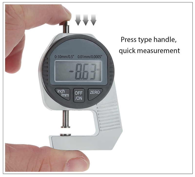 0 - 10 mm Press Type Digital Thickness Gauge