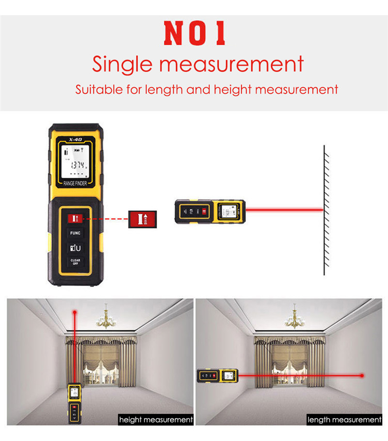 40M Handheld Rangefinder Laser Distance Meter Digital Measure Tester