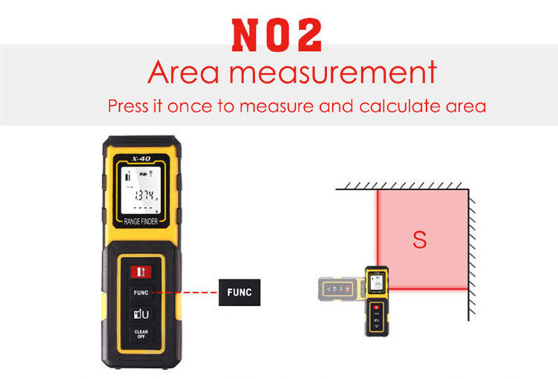 40M Handheld Rangefinder Laser Distance Meter Digital Measure Tester