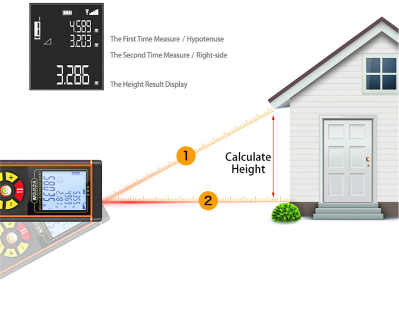 Digital Laser Distance Meter Ranger Finder Area Ruler