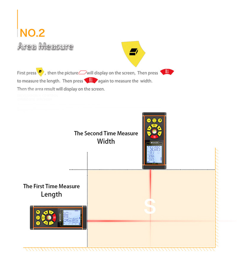 Digital Laser Distance Meter Ranger Finder Area Ruler