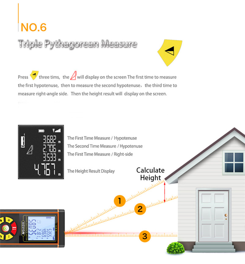 Digital Laser Distance Meter Ranger Finder Area Ruler