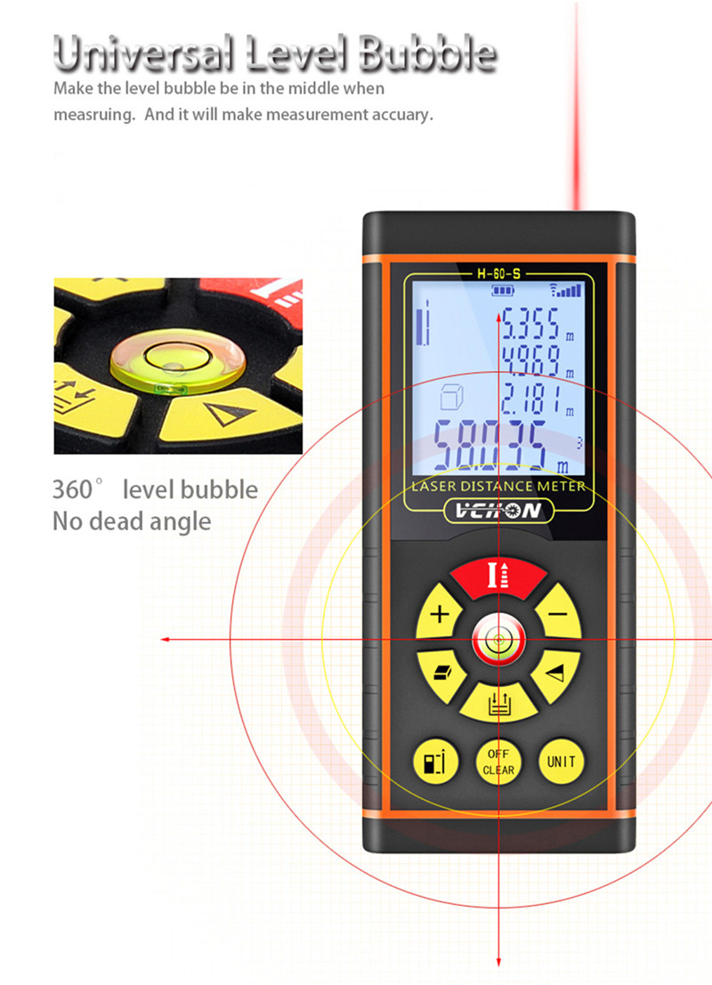 Digital Laser Distance Meter Ranger Finder Area Ruler