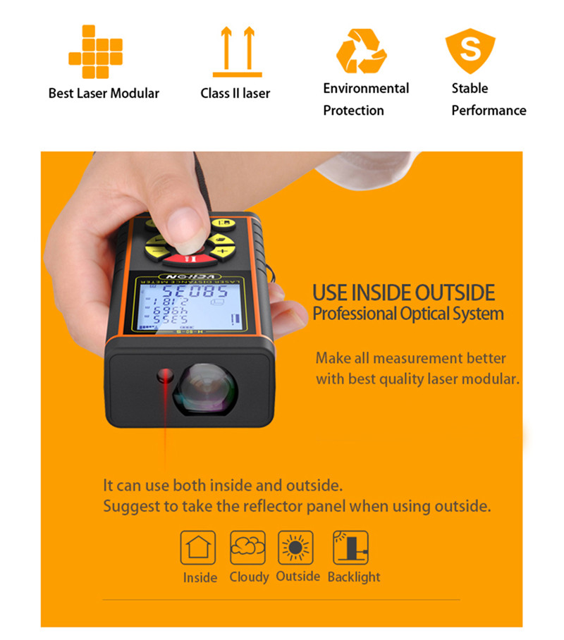 Digital Laser Distance Meter Ranger Finder Area Ruler