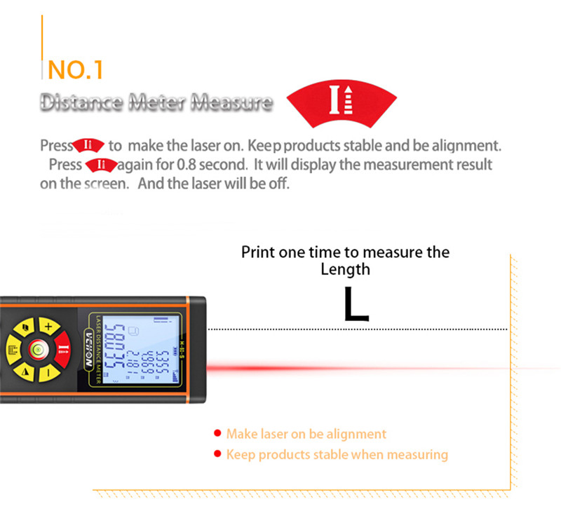 Digital Laser Distance Meter Ranger Finder Area Ruler
