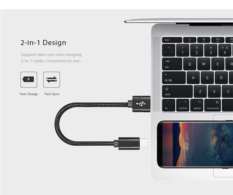 USB 3.1 Type-C to USB Charge Data Sync Cable 25CM