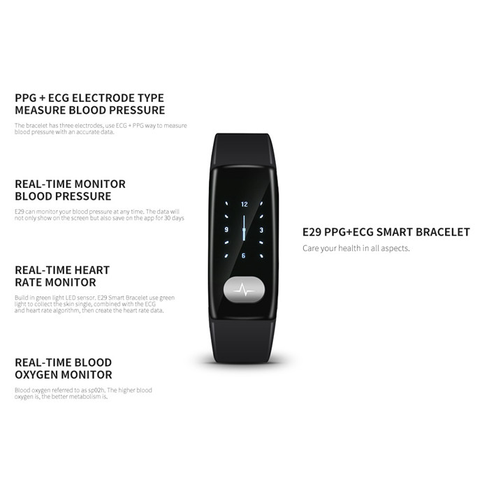E29 Ppg+Ecg Smart Chip Bluetooth Wireless Sports Smart Bracelet For Ecg / Blood Pressure / Heart Rate / Blood Oxygen E29 Ppg+Ecg Smart Chip Bluetooth Wireless Sports Smart Bracelet For Ecg / Blood Pressure / Heart Rate / Blood Oxygen