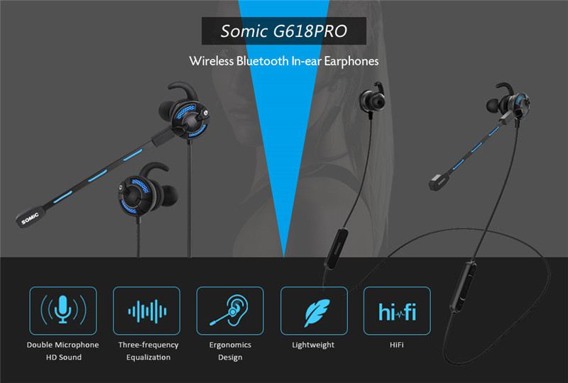 somic G618PRO bluetooth In-ear gaming headphones stereo sports earphone