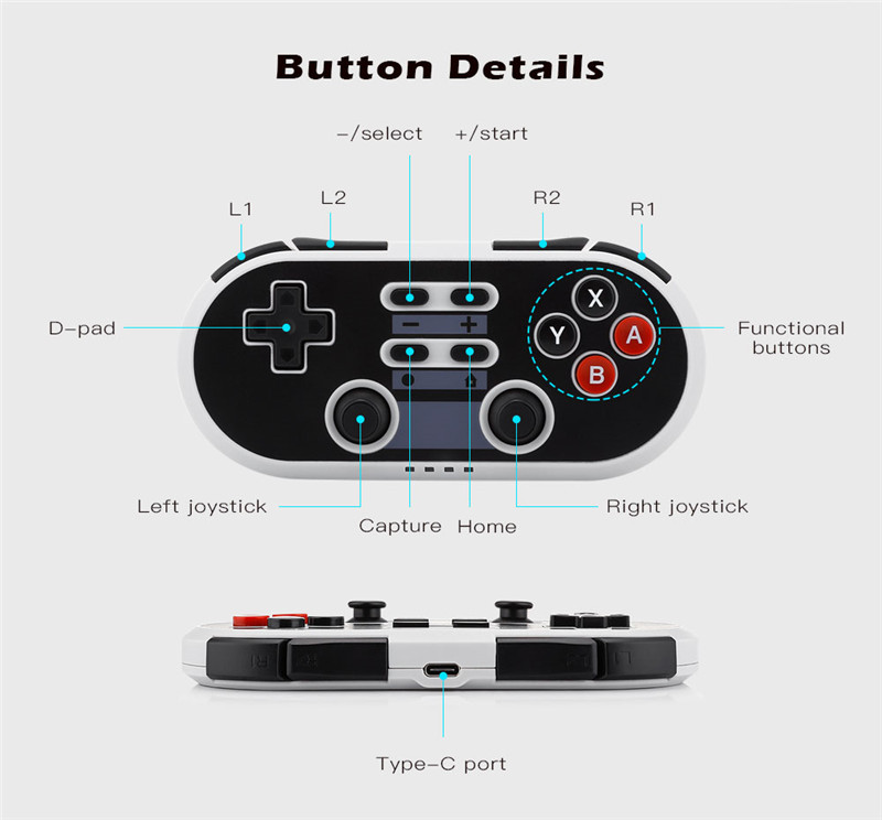 GP05 Classic Game Controller Wireless Mini Pad with Sleep Mode