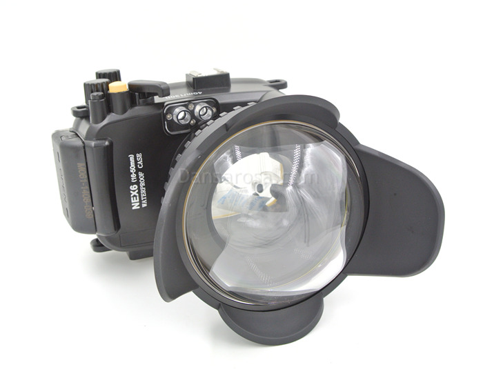 Sony NEX-6 waterproof case(16-50) connect fisheye dome port 