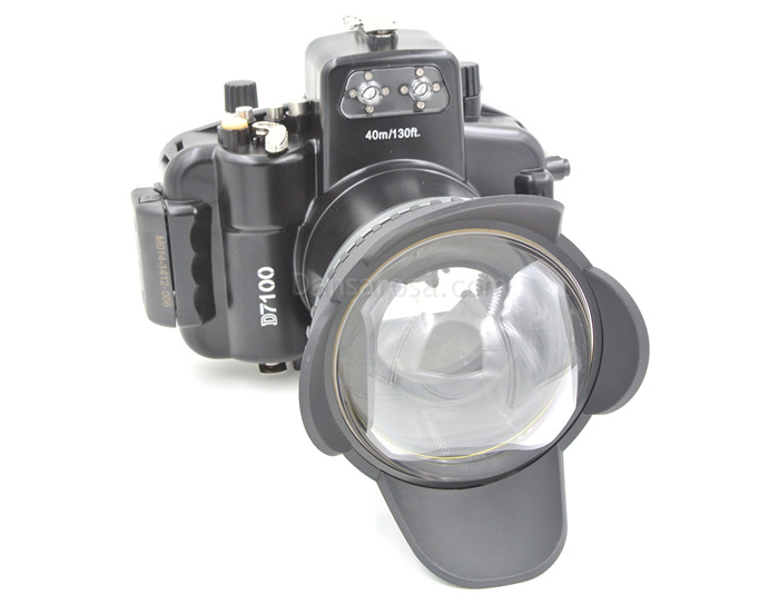 Fisheye dome port + M67 Adaptor connect Nikon D7100 Housing waterproof case