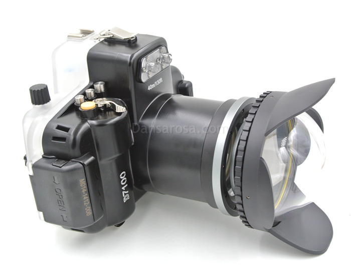 Fisheye dome port + M67 Adaptor connect Nikon D7100 Housing waterproof case