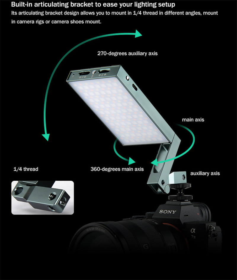 Godox M1 RGB LED mini creative on-camera video light Godox M1 RGB LED mini creative on-camera video light