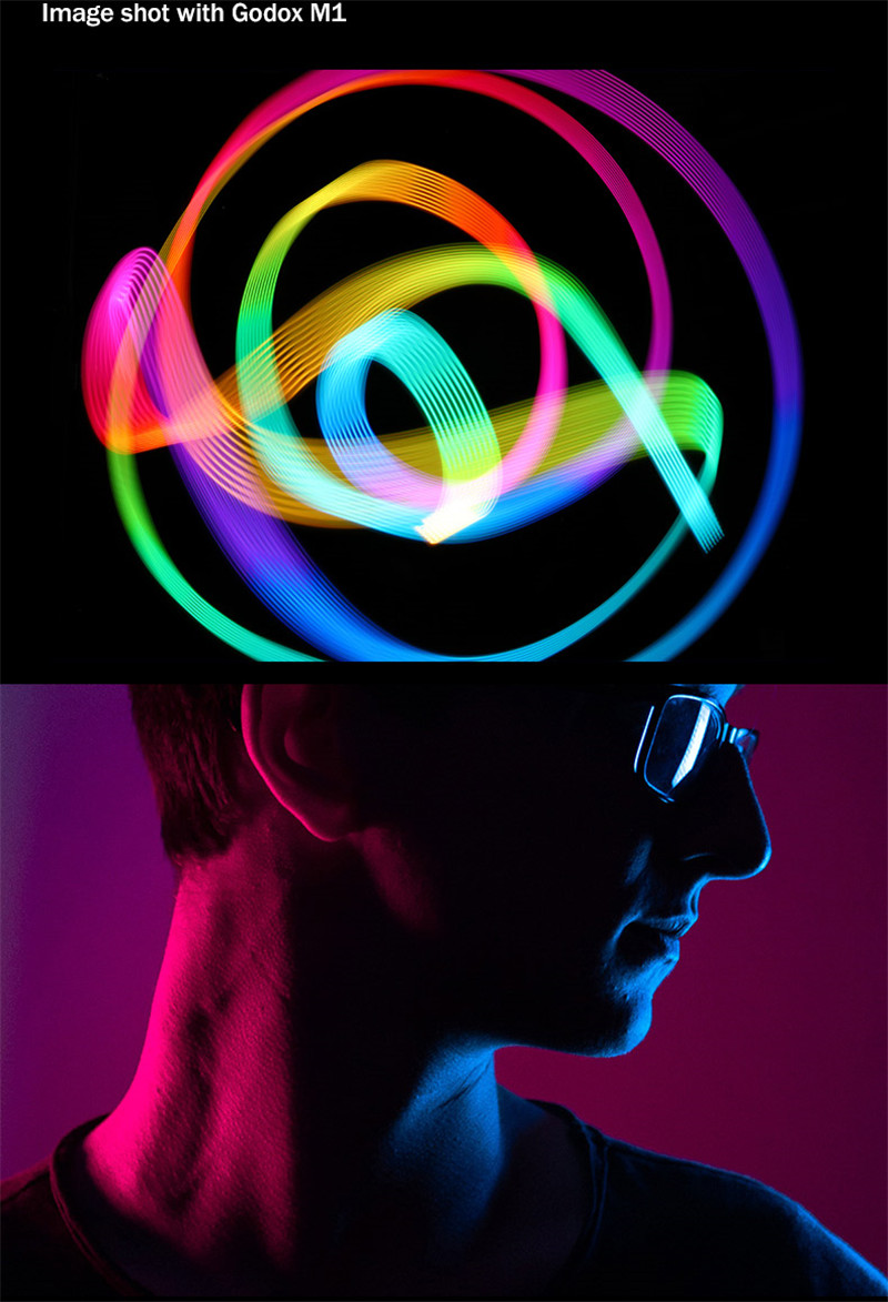 Godox M1 RGB LED mini creative on-camera video light Godox M1 RGB LED mini creative on-camera video light