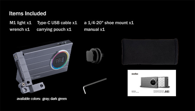 Godox M1 RGB LED mini creative on-camera video light Godox M1 RGB LED mini creative on-camera video light