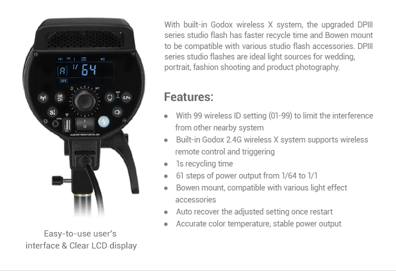 Godox DP400III 400W GN80 2.4G built-in X system studio strobe flash light Godox DP400III 400W GN80 2.4G built-in X system studio strobe flash light
