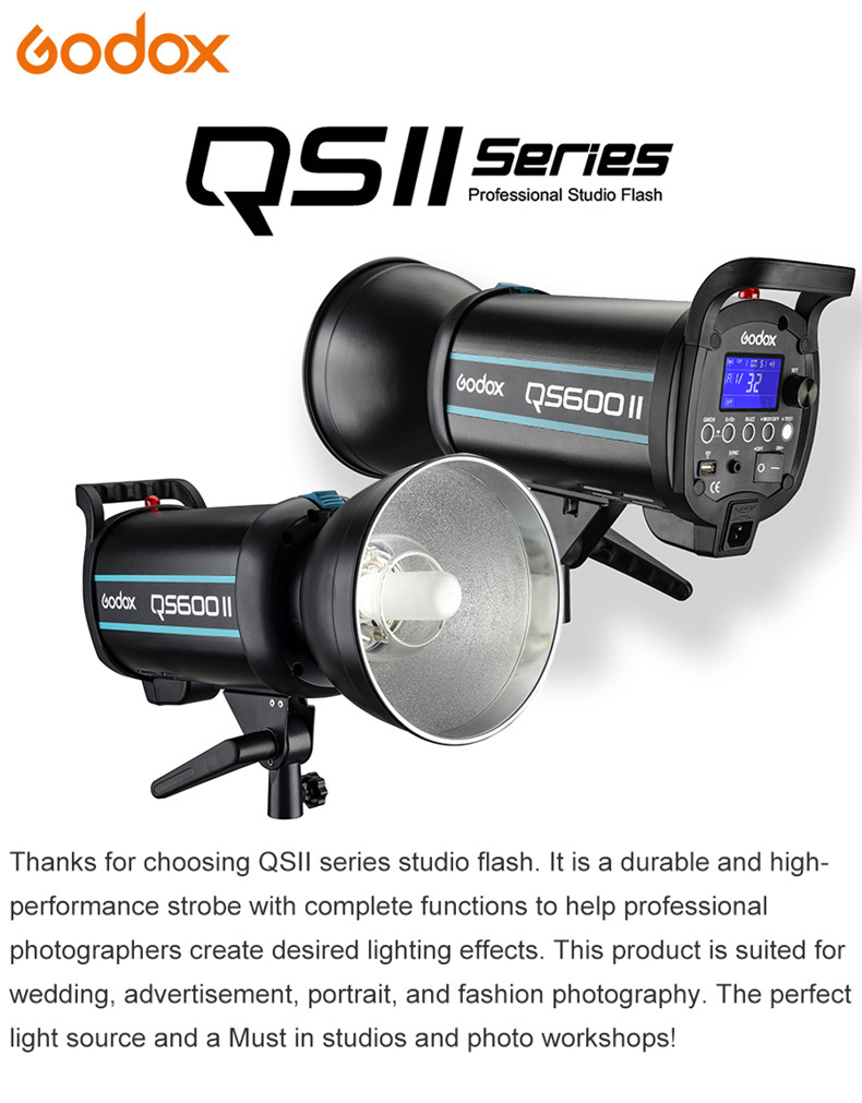 Godox QS600 II 600Ws GN76 studio strobe flash light