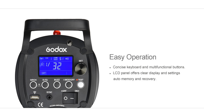 Godox QS800II 800W GN90 built-in 2.4G wireless X system studio strobe