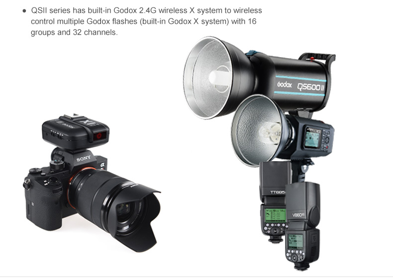 Godox QS800II 800W GN90 built-in 2.4G wireless X system studio strobe