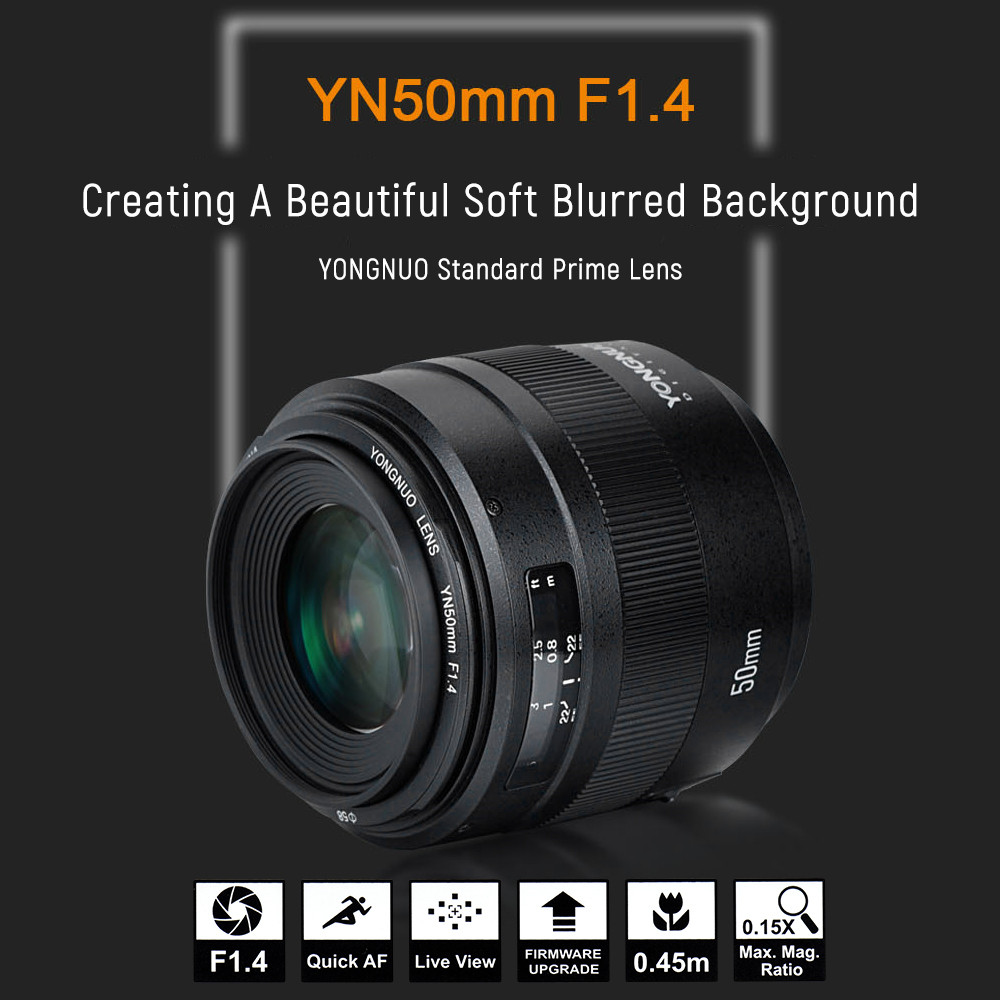 YONGNUO 50mm F1.4 large aperture auto focus lens for canon