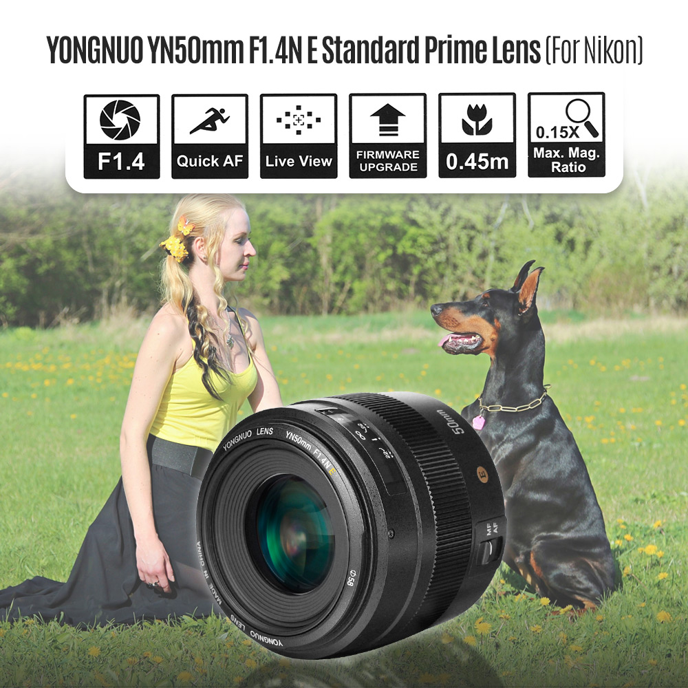 YONGNUO 50MM F1.4N F1.4 E standard prime Lens AF/MF for Nikon