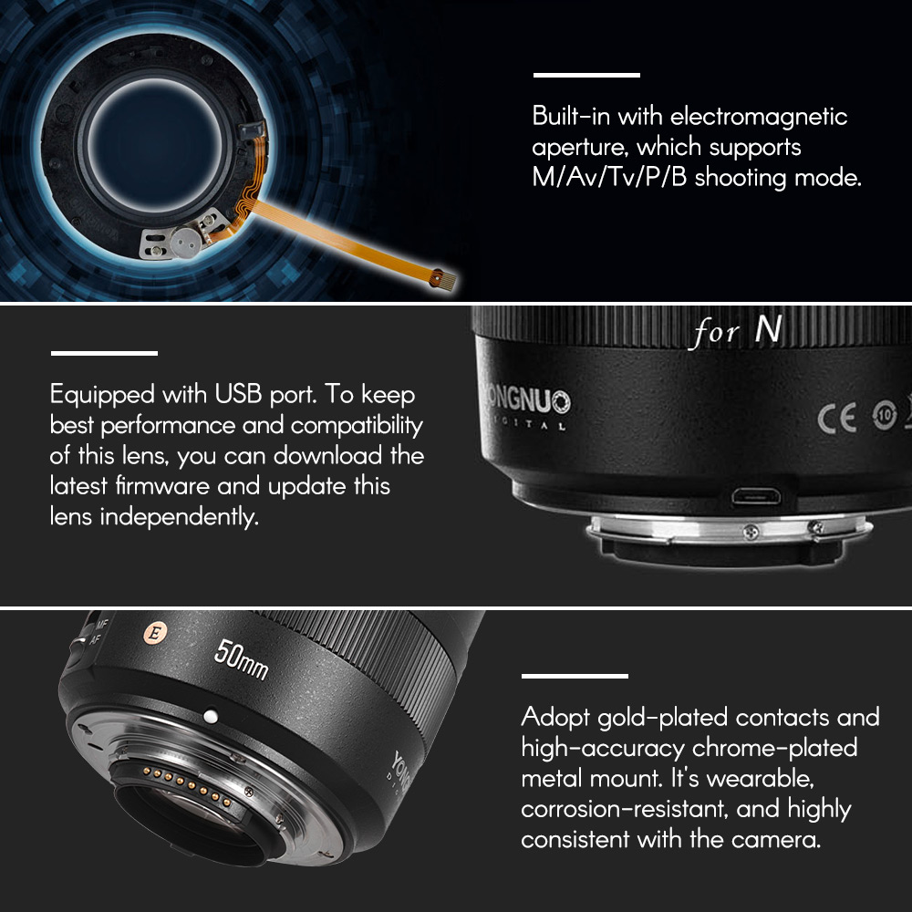 YONGNUO 50MM F1.4N F1.4 E standard prime Lens AF/MF for Nikon