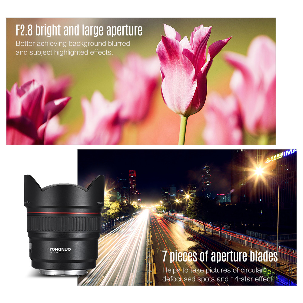 YONGNUO 14mm F2.8 ultra-wide angle prime auto/manual focus camera lens for canon