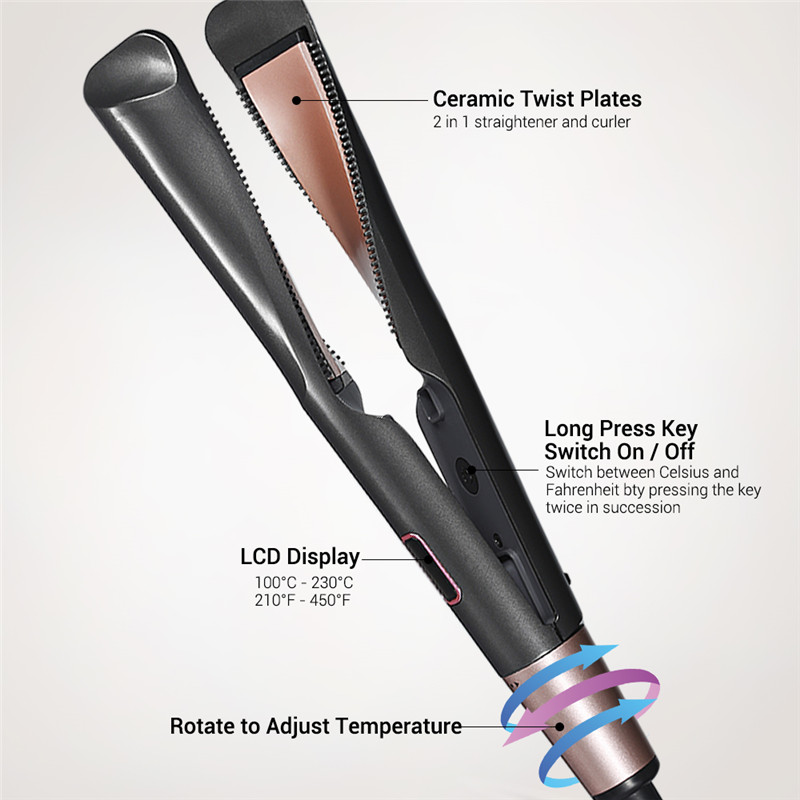 Gustala 2-In-1 hair curing irons hair culer straightener