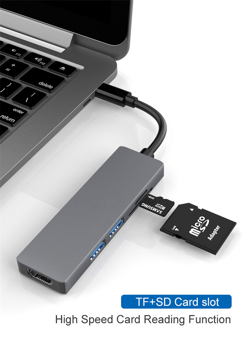 Type-C to USB 3.0 HDMI Adapter 4K Hub TF SD reader dock station