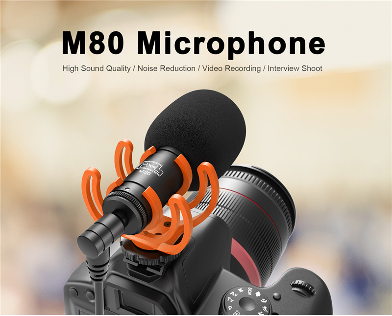 Pixel M80 Video Microphone On-Camera Microphone with Shock Mount 